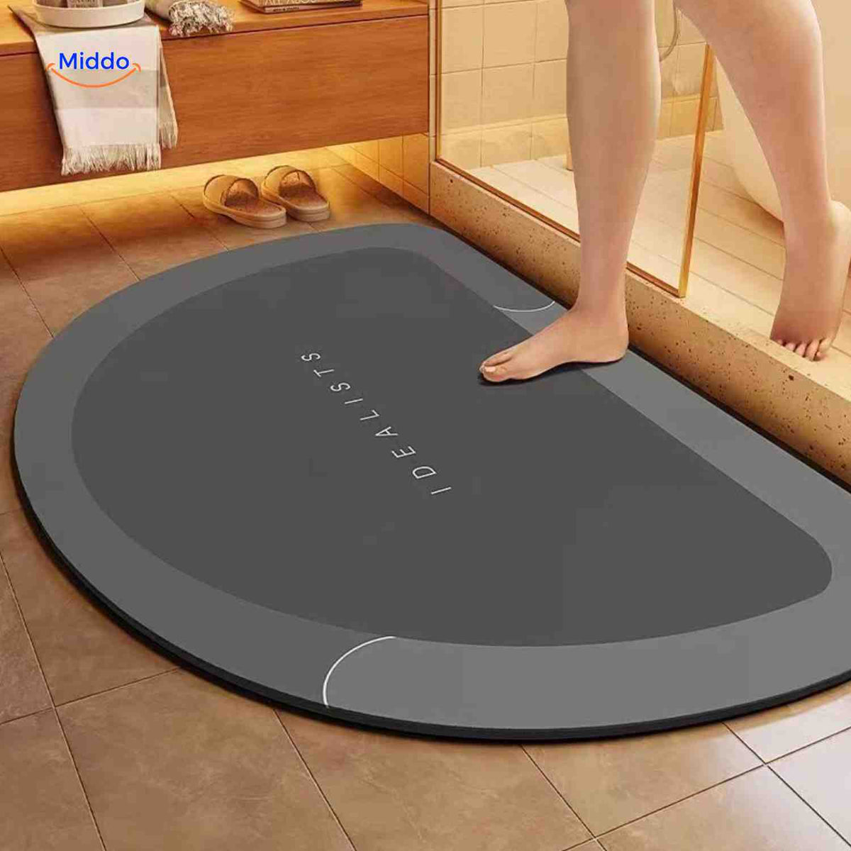 Antislip badmat met sneldrogende toplaag vierkant ovaal halfrond voor douche bad natte vloeren en badkamer | Sulvida