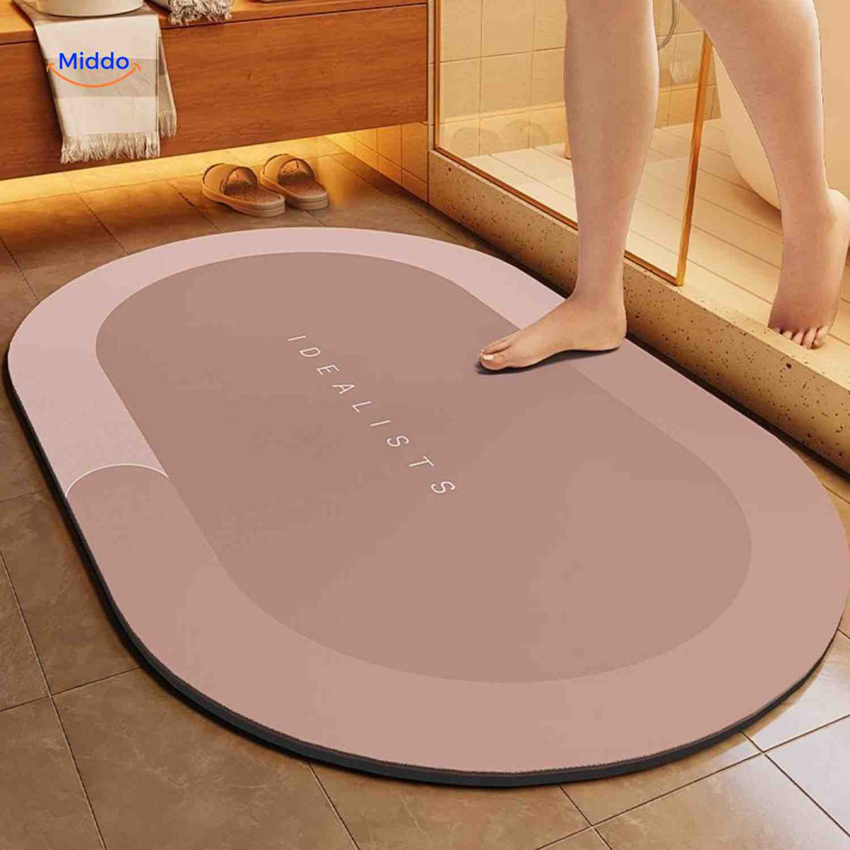 Antislip badmat met sneldrogende toplaag vierkant ovaal halfrond voor douche bad natte vloeren en badkamer | Sulvida