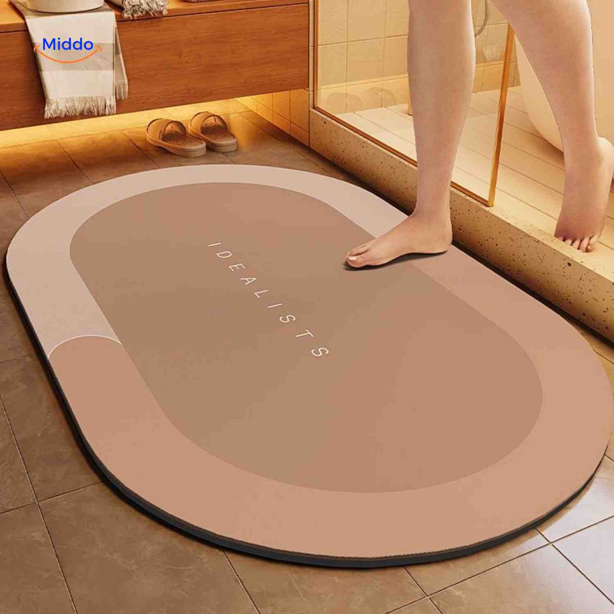 Antislip badmat met sneldrogende toplaag vierkant ovaal halfrond voor douche bad natte vloeren en badkamer | Sulvida