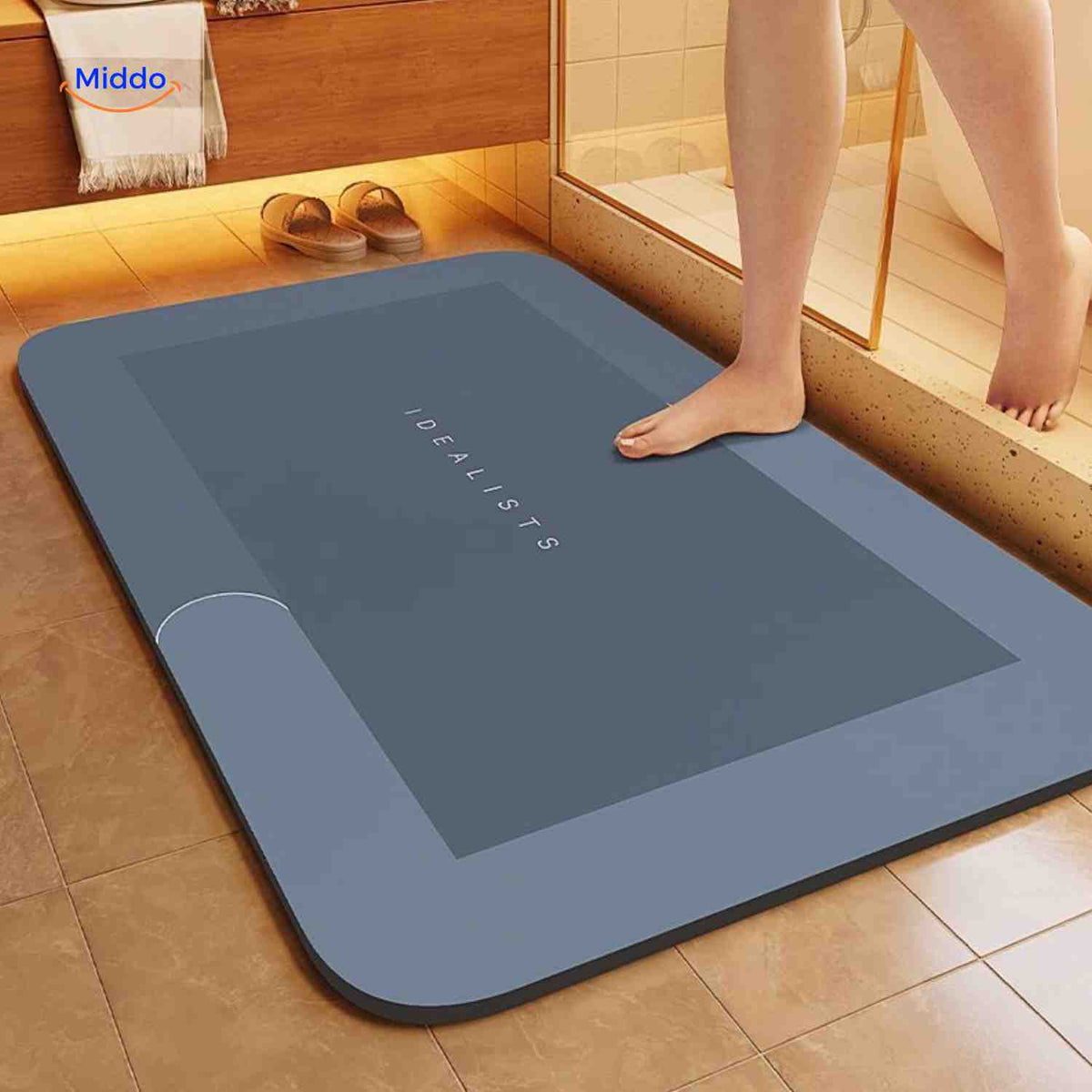 Antislip badmat met sneldrogende toplaag vierkant ovaal halfrond voor douche bad natte vloeren en badkamer | Sulvida