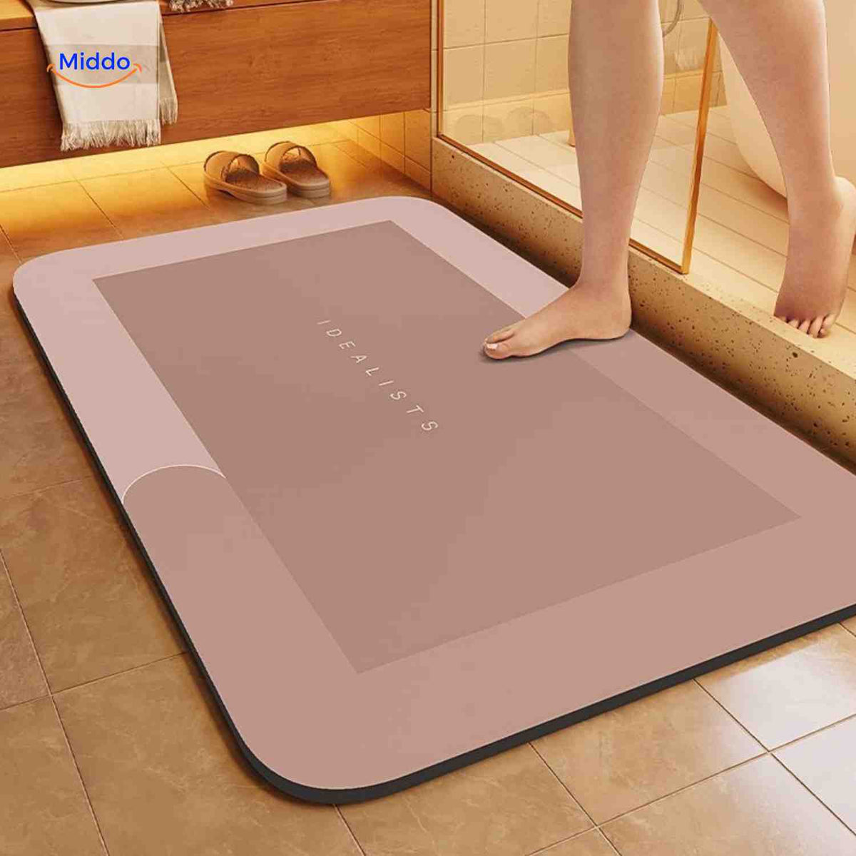 Antislip badmat met sneldrogende toplaag vierkant ovaal halfrond voor douche bad natte vloeren en badkamer | Sulvida