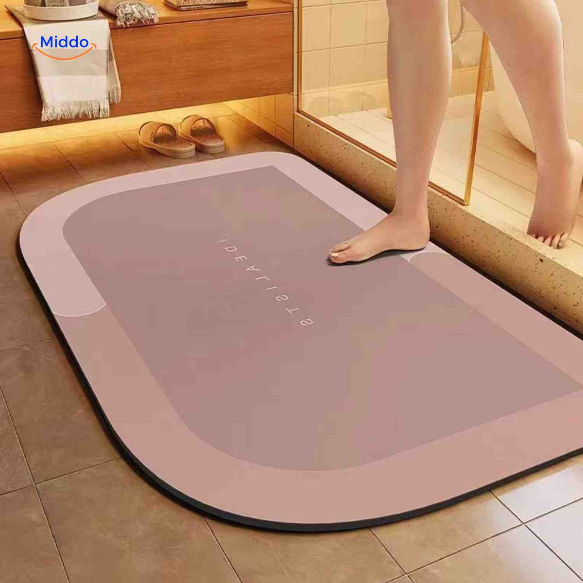 Antislip badmat met sneldrogende toplaag vierkant ovaal halfrond voor douche bad natte vloeren en badkamer | Sulvida