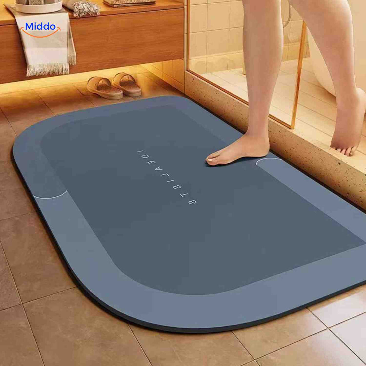 Antislip badmat met sneldrogende toplaag vierkant ovaal halfrond voor douche bad natte vloeren en badkamer | Sulvida