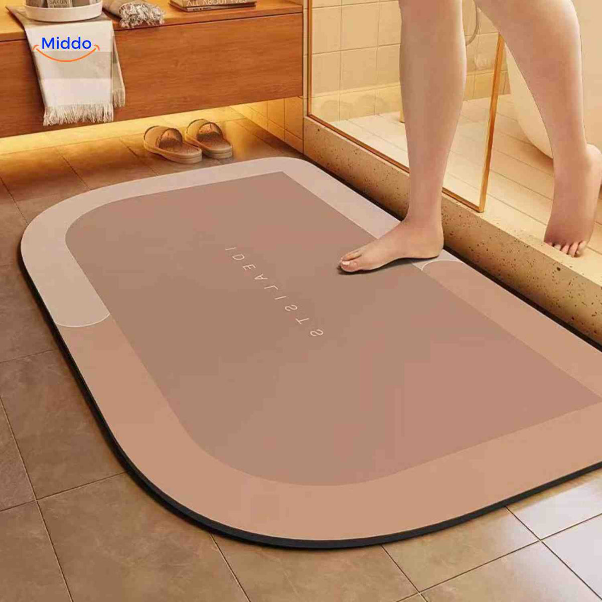 Antislip badmat met sneldrogende toplaag vierkant ovaal halfrond voor douche bad natte vloeren en badkamer | Sulvida