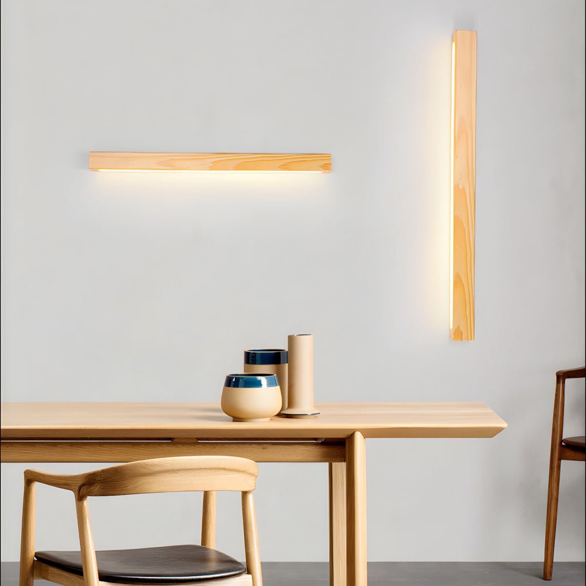 Lineaire Houten Wandlamp LED Minimalistisch 60-120cm Dennenhout Modern Sfeerlicht Woonkamer Slaapkamer | Sulvida