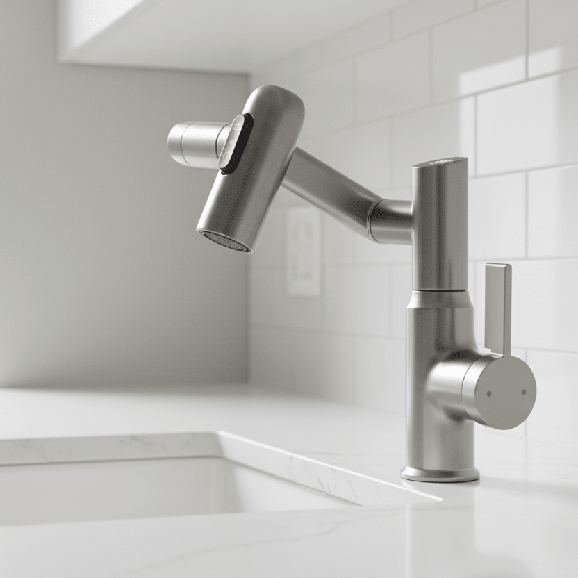 Keukenkraan met Temperatuurweergave 360° Draaibare Uitloop LED-Indicator Chroom Zwart Wit Mengkraan Keuken | Sulvida