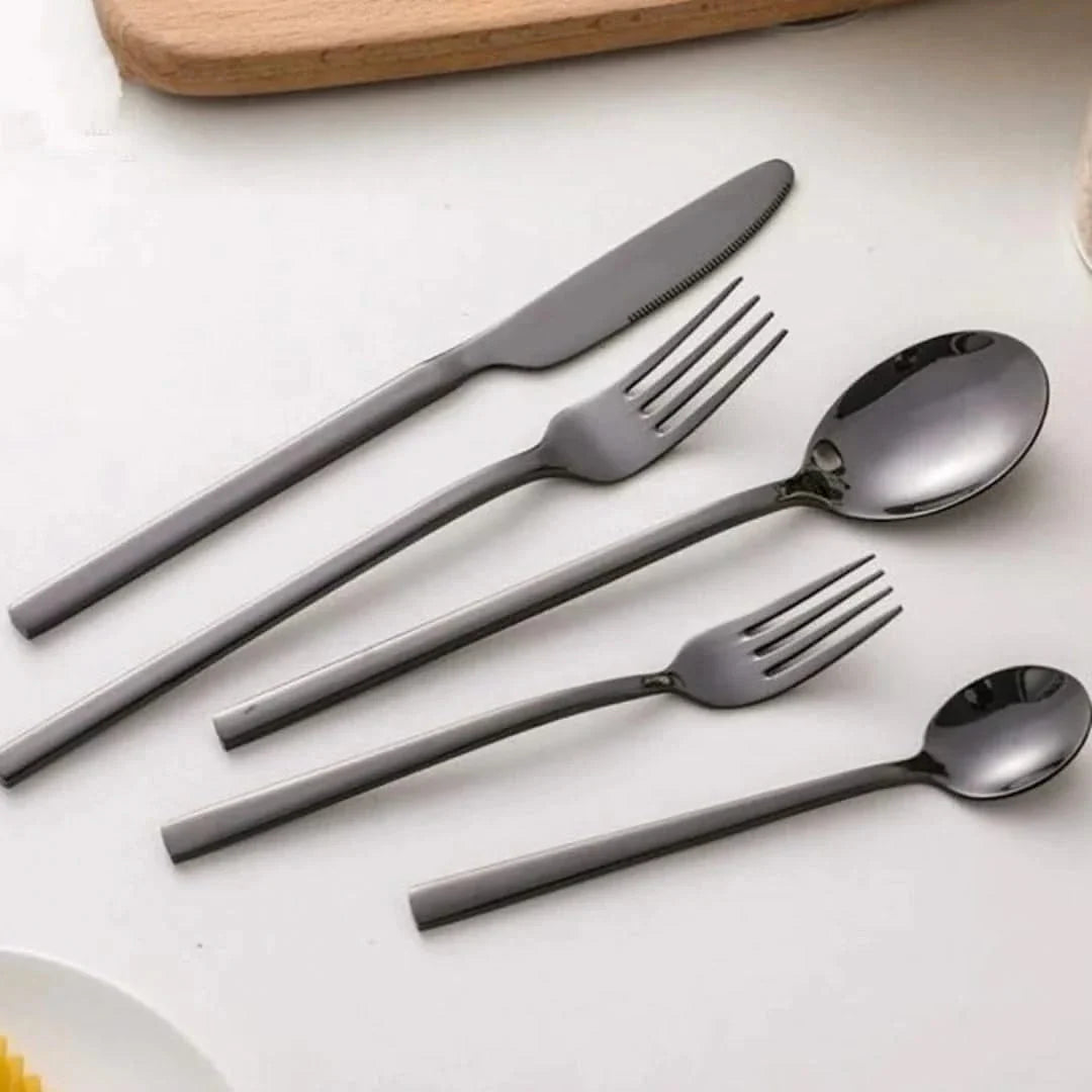 Roestvrijstalen bestekset 30-delig goud zwart zilver roségoud voor 6 personen luxe tafelbestek eettafel | Sulvida