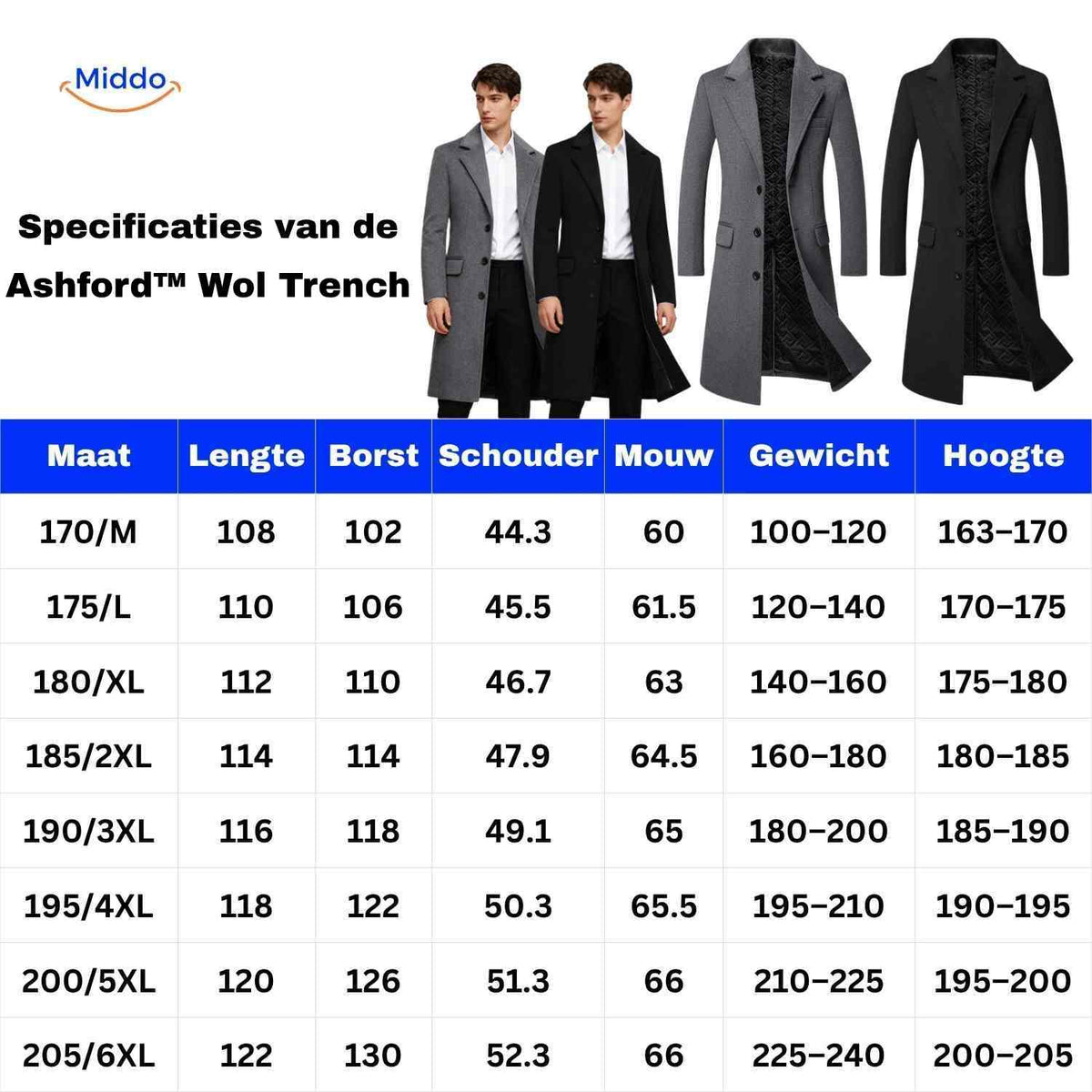 Wollen herencovercoat klassiek knielengte grijs beige donkerbruin gevoerd katoen warm elegant winterjas heren | Sulvida