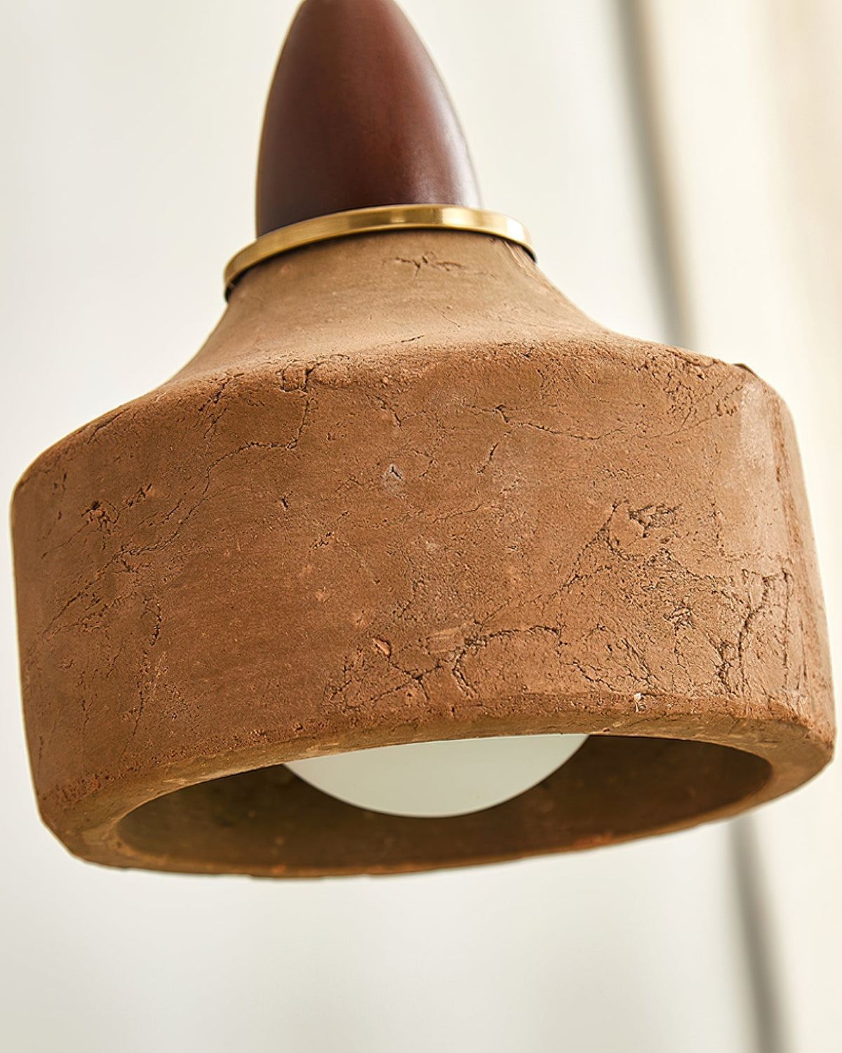 Hanglamp Hout Keramiek Walnoottint Terracotta G9 Fitting Plafondverlichting Eetkamer Keuken Slaapkamer Woonkamer | Sulvida