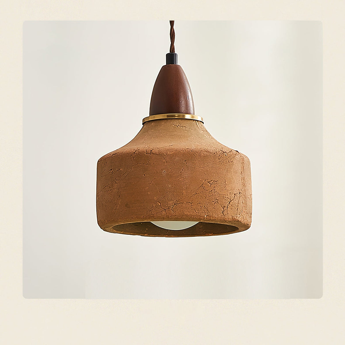 Hanglamp Hout Keramiek Walnoottint Terracotta G9 Fitting Plafondverlichting Eetkamer Keuken Slaapkamer Woonkamer | Sulvida