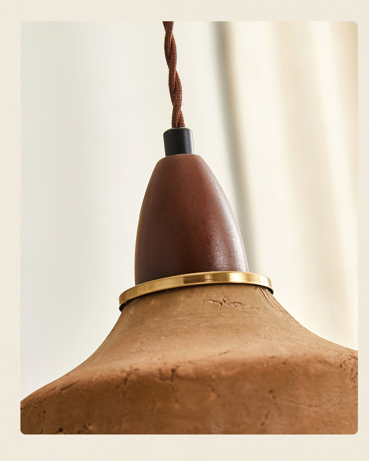 Hanglamp Hout Keramiek Walnoottint Terracotta G9 Fitting Plafondverlichting Eetkamer Keuken Slaapkamer Woonkamer | Sulvida