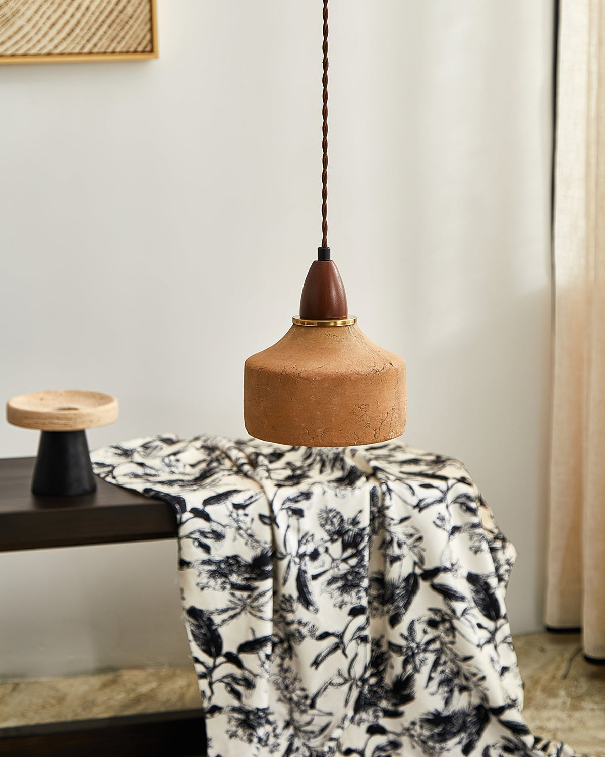 Hanglamp Hout Keramiek Walnoottint Terracotta G9 Fitting Plafondverlichting Eetkamer Keuken Slaapkamer Woonkamer | Sulvida