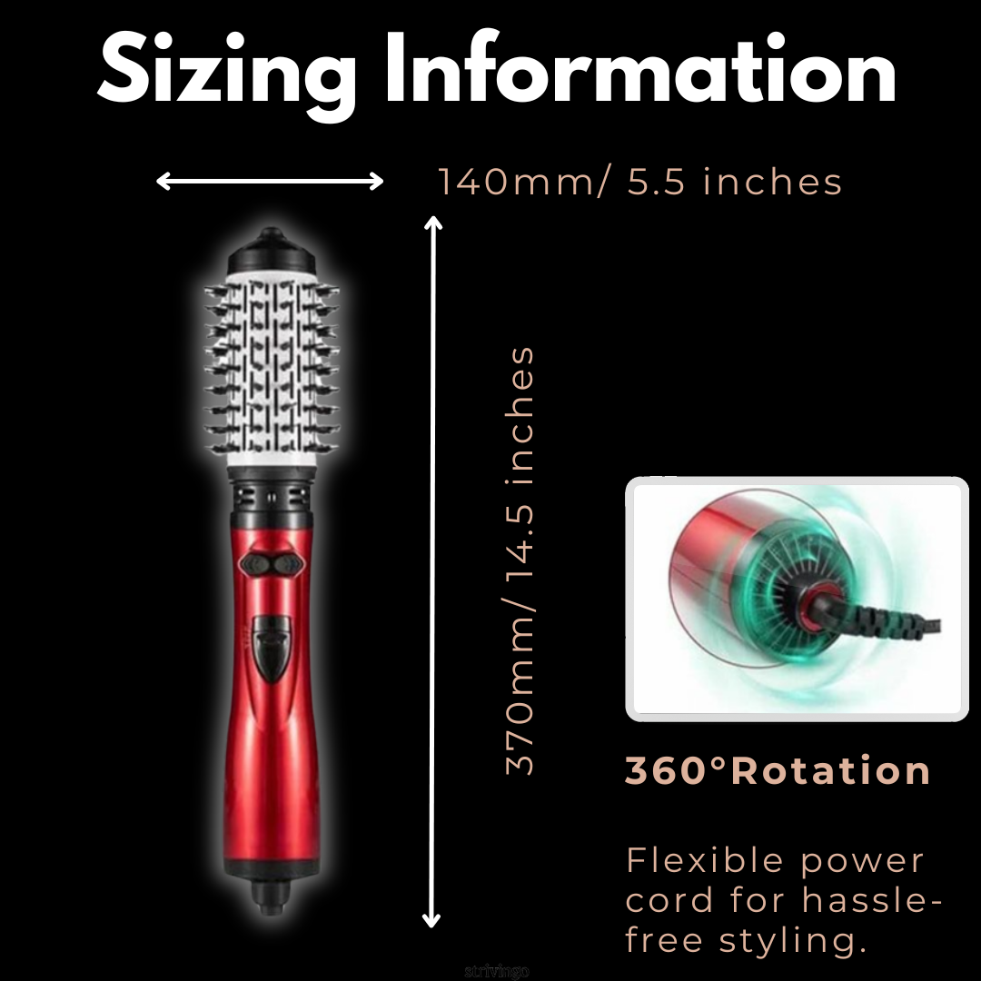 Roterende Föhn en Volumizer 2-in-1 Styling Brush System voor Zowel Stijl als Krullen - Warme Lucht Borstel voor Volume en Glans | Sulvida
