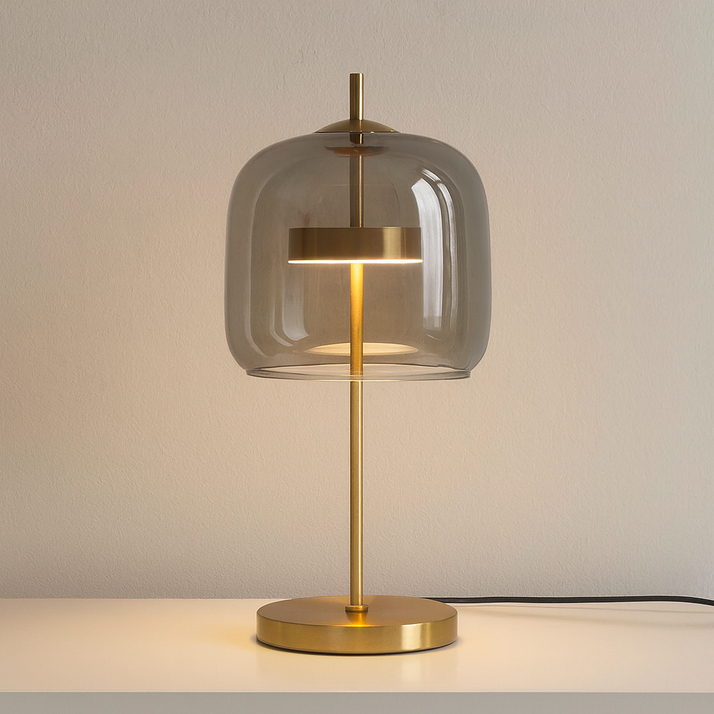Tafellamp met Gekleurd Glas Design Rookgrijs Amber Transparant Sfeerlicht Nachtkastje LED Woonkamer Slaapkamer | Sulvida