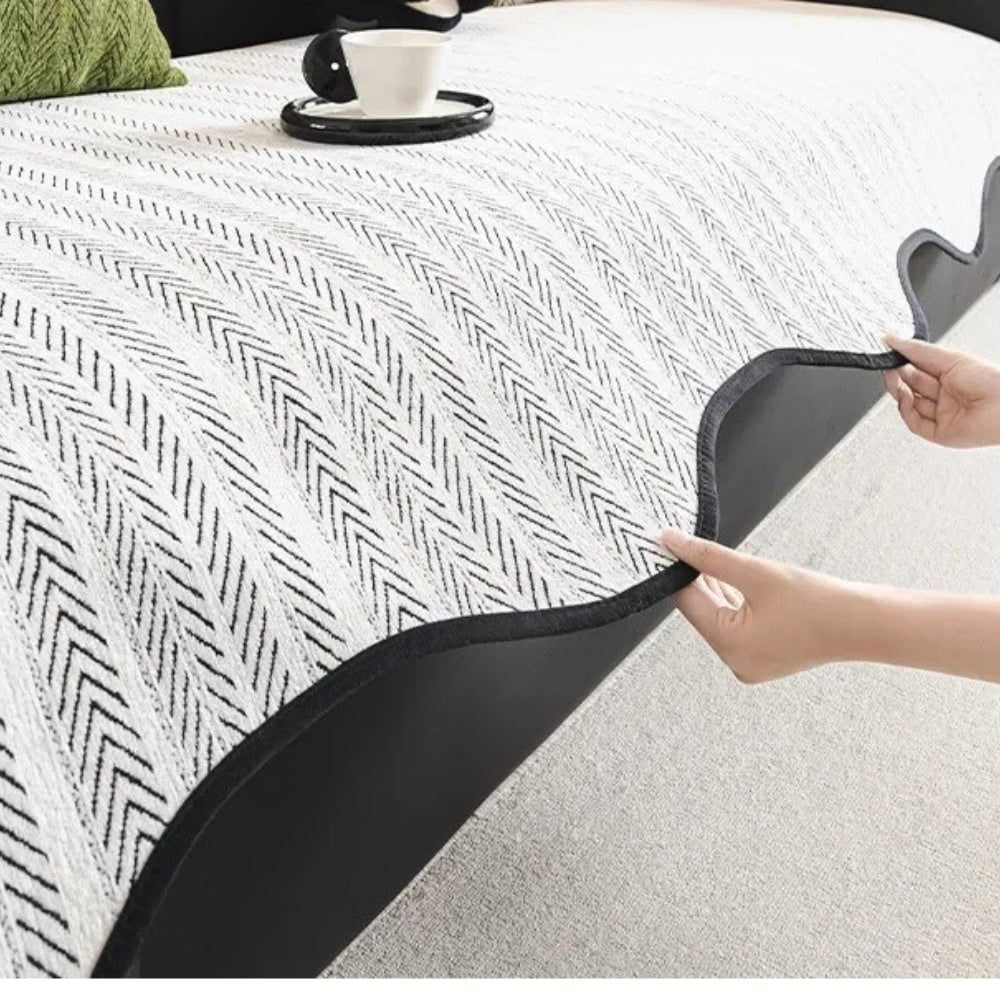 Visgraatplaid met Schelprand – Zachte Meubelhoes voor Bank, Stoel of Bed – Decoratieve Deken 90 tot 240 cm | Sulvida