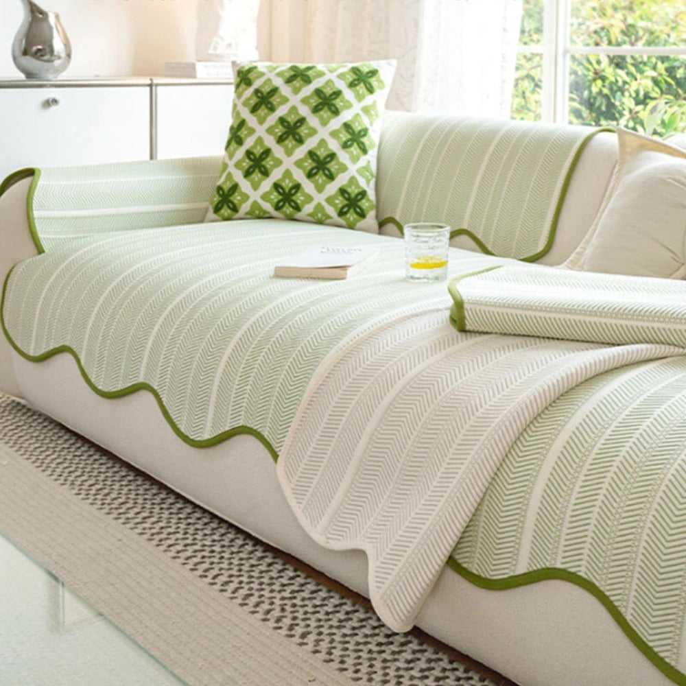 Visgraatplaid met Schelprand – Zachte Meubelhoes voor Bank, Stoel of Bed – Decoratieve Deken 90 tot 240 cm | Sulvida