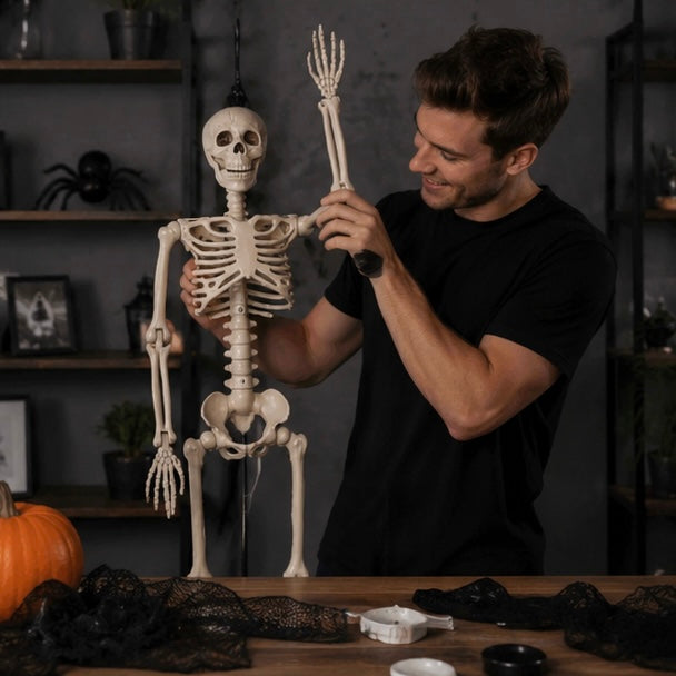 Verstelbaar Skelet Ophangdecoratie Halloween met Bewegende Gewrichten Griezelige Feestdecoratie Binnen Buiten | Sulvida