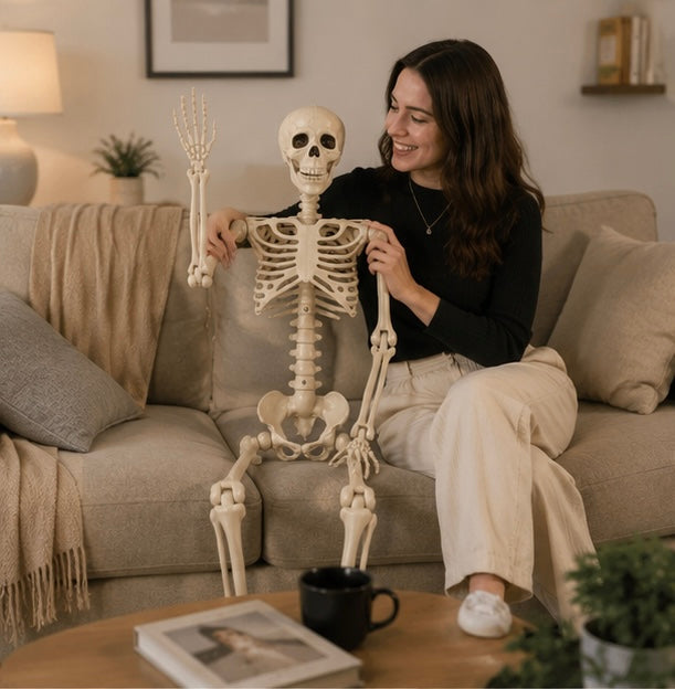 Verstelbaar Skelet Ophangdecoratie Halloween met Bewegende Gewrichten Griezelige Feestdecoratie Binnen Buiten | Sulvida