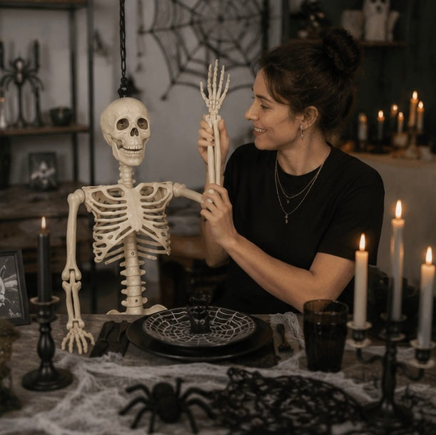 Verstelbaar Skelet Ophangdecoratie Halloween met Bewegende Gewrichten Griezelige Feestdecoratie Binnen Buiten | Sulvida