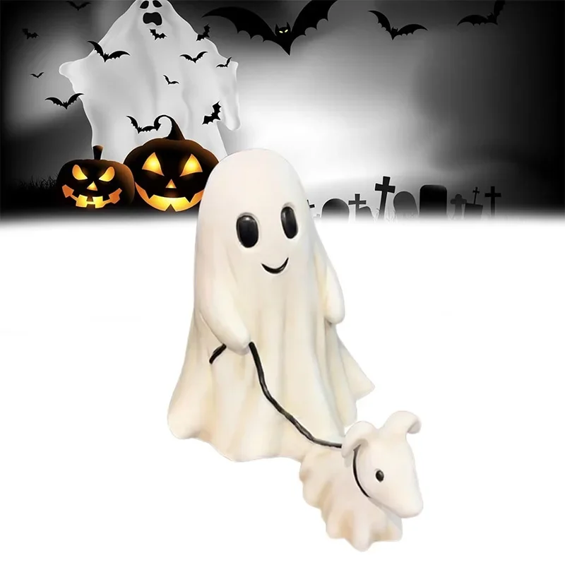 Spookachtig Hondenbeeld met Lakentje – Decoratief Halloween Tafelfiguurtje Hond voor Griezelige Sfeer | Sulvida