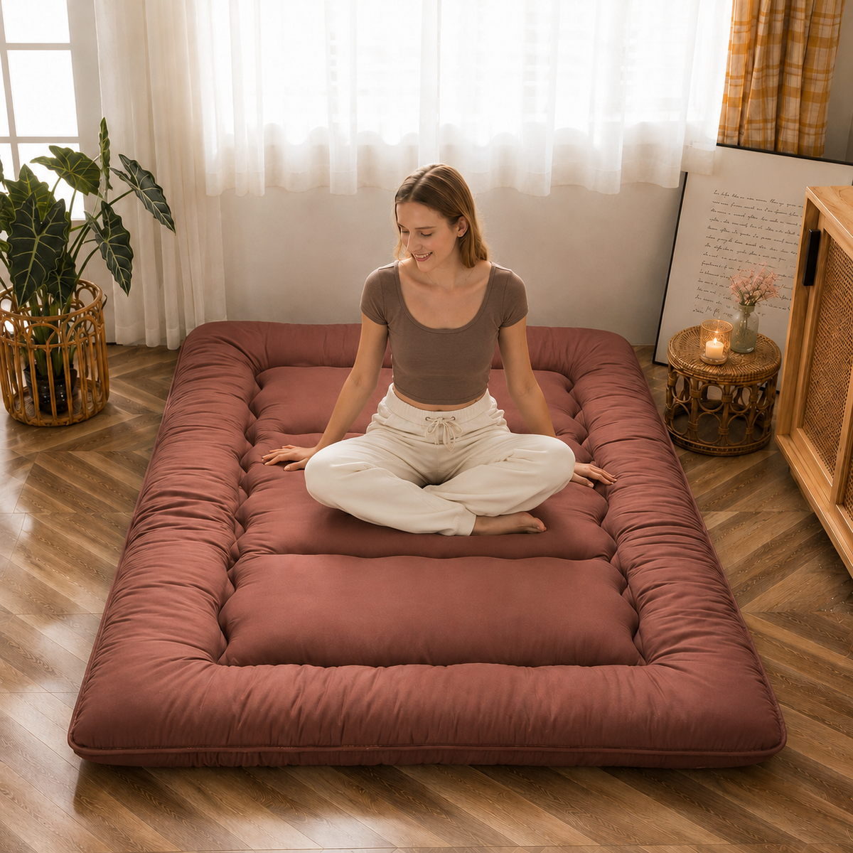 Japanse Futon Matras 10cm Dik Vouwbaar Slaapmat Tatami Bed Volwassenen Kinderen Gasten Vloer Slaapkamer | Sulvida