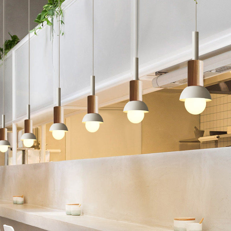 Suspension scandinave en bois avec fer coloré rose, jaune et vert, éclairage design pour salle à manger et salon, E26 | Sulvida