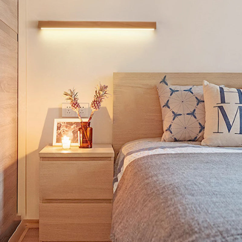 Houten wandlamp LED 60-180 cm bruin rechthoekig modern design sfeerverlichtingen wandverlichting interieur | Sulvida
