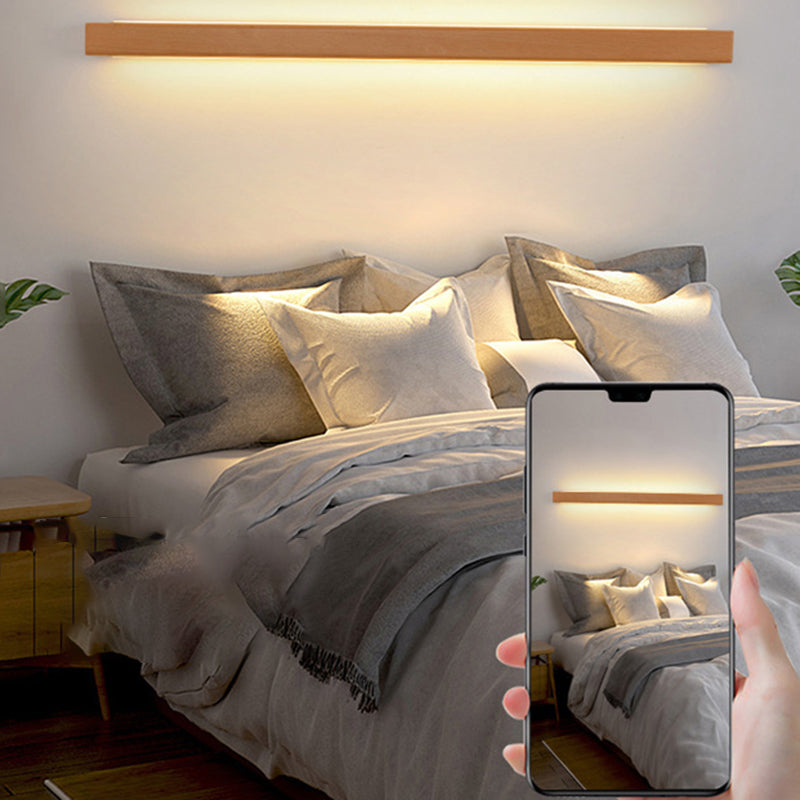Houten wandlamp LED 60-180 cm bruin rechthoekig modern design sfeerverlichtingen wandverlichting interieur | Sulvida