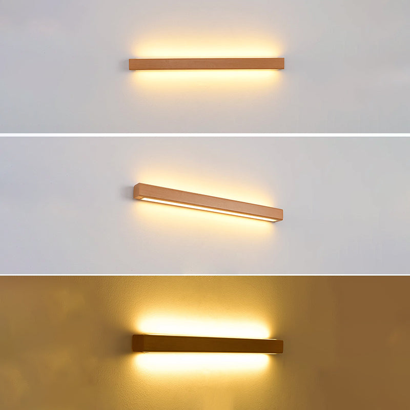Houten wandlamp LED 60-180 cm bruin rechthoekig modern design sfeerverlichtingen wandverlichting interieur | Sulvida