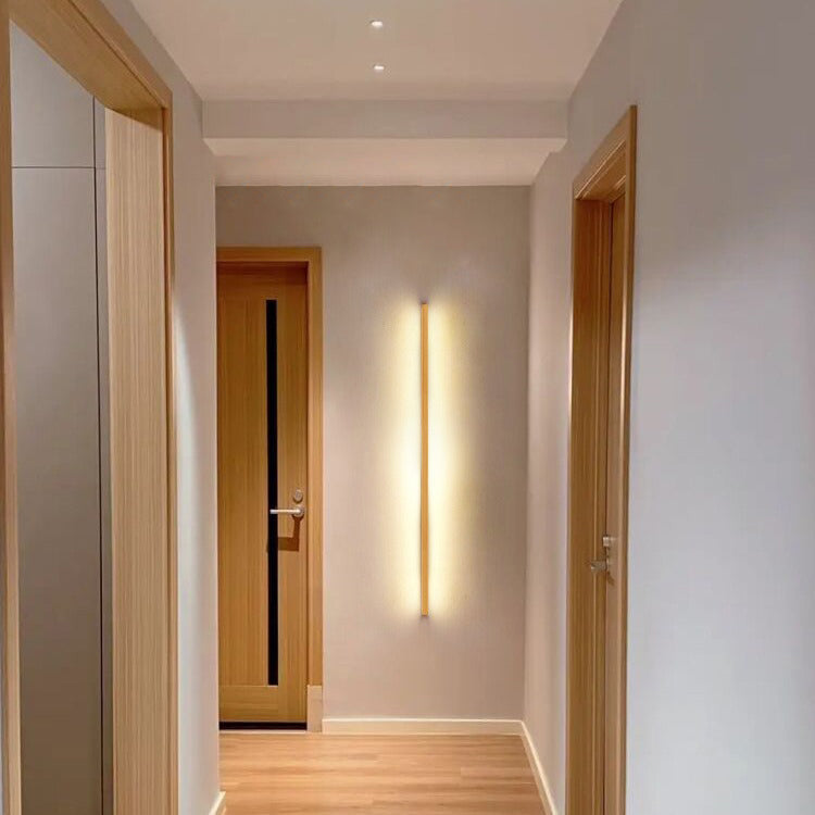 Houten wandlamp LED 60-180 cm bruin rechthoekig modern design sfeerverlichtingen wandverlichting interieur | Sulvida