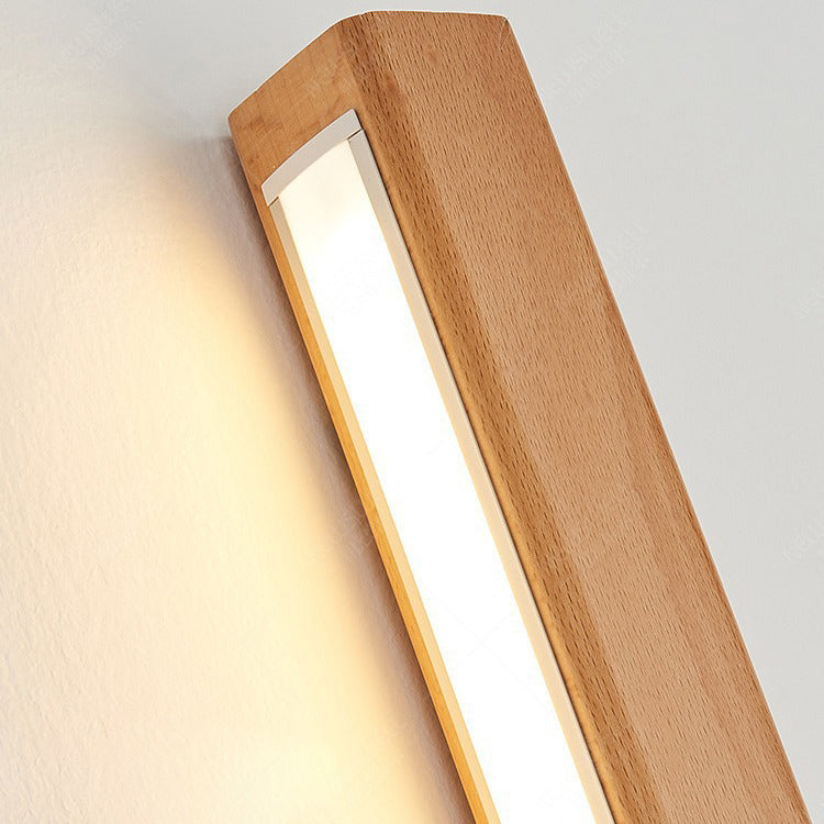 Houten wandlamp LED 60-180 cm bruin rechthoekig modern design sfeerverlichtingen wandverlichting interieur | Sulvida
