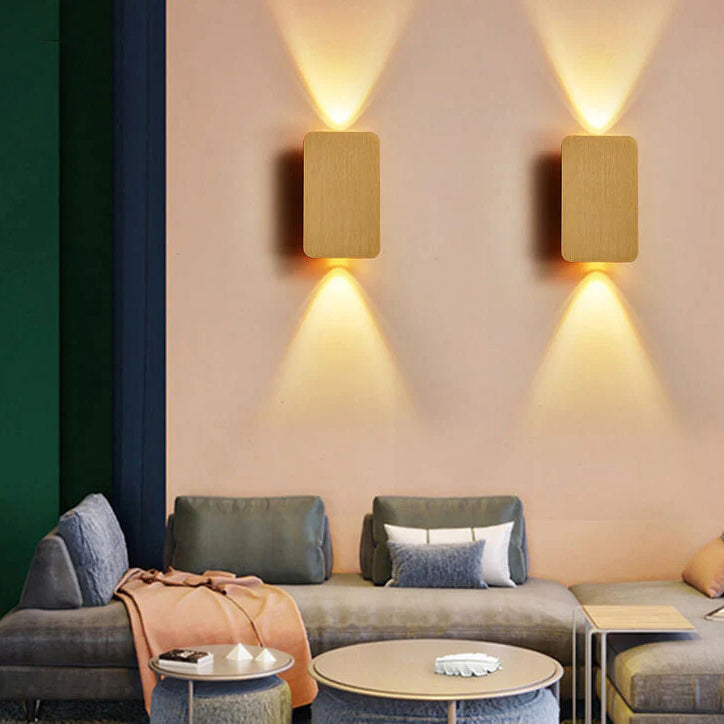 Minimalistische Wandlamp Aluminium 2-Lichts LED Rechthoekig Vlak Paneel Scandinavisch Interieur Gang Slaapkamer | Sulvida