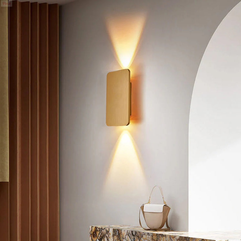 Minimalistische Wandlamp Aluminium 2-Lichts LED Rechthoekig Vlak Paneel Scandinavisch Interieur Gang Slaapkamer | Sulvida