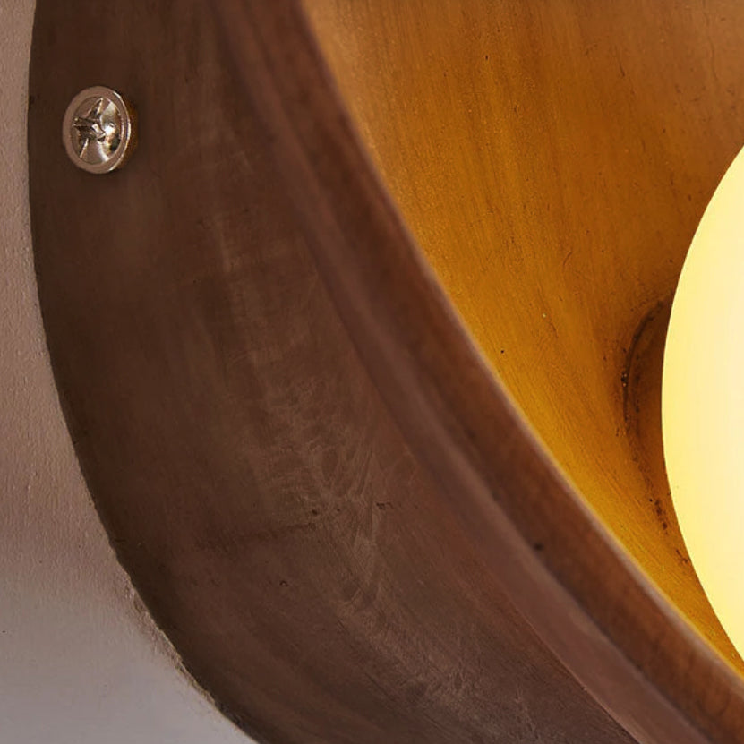 Ronde Wandlamp Met Hars En IJzeren Kap Minimalistische Verlichting Woon- En Slaapkamer Warm Wit Licht | Sulvida