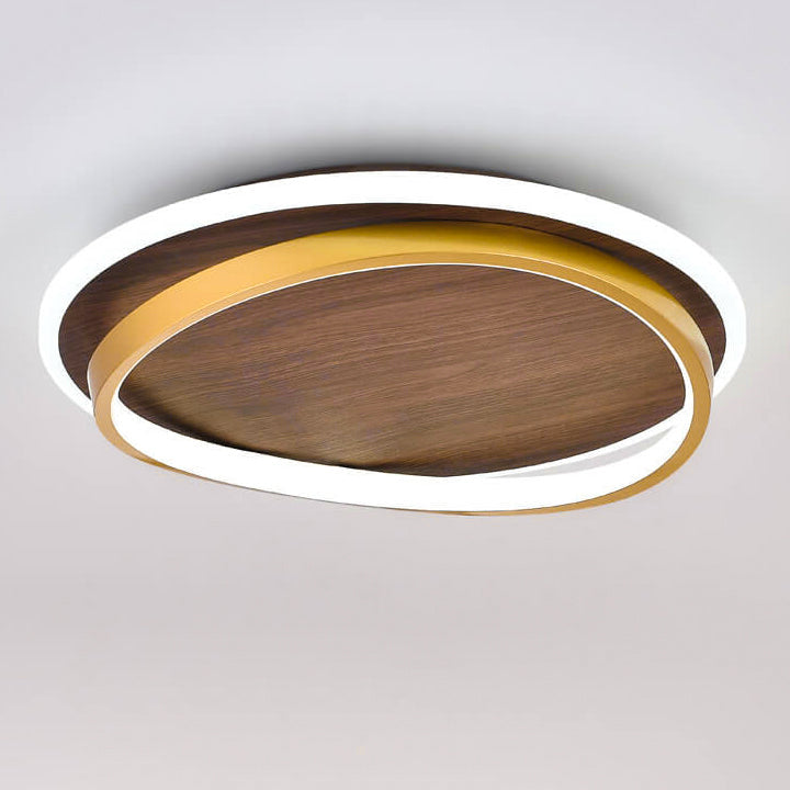 Ronde plafondlamp met notenhoutlook en geïntegreerde LED dimbaar met afstandsbediening moderne plafondverlichting | Sulvida