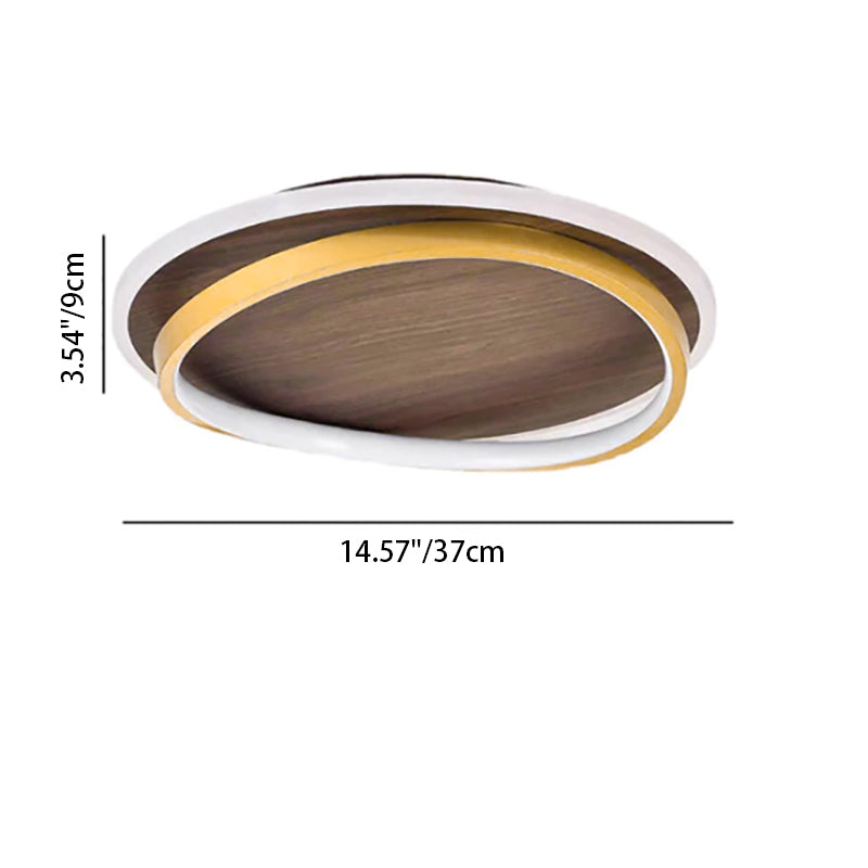 Ronde plafondlamp met notenhoutlook en geïntegreerde LED dimbaar met afstandsbediening moderne plafondverlichting | Sulvida