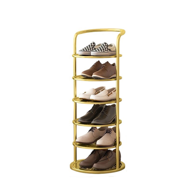 Schoenenrek Metaal Zwart Wit Goud 5 6 7 8 Lagen Hal Gang Opbergen Compact Minimalistisch Rond Design Schoenen | Sulvida