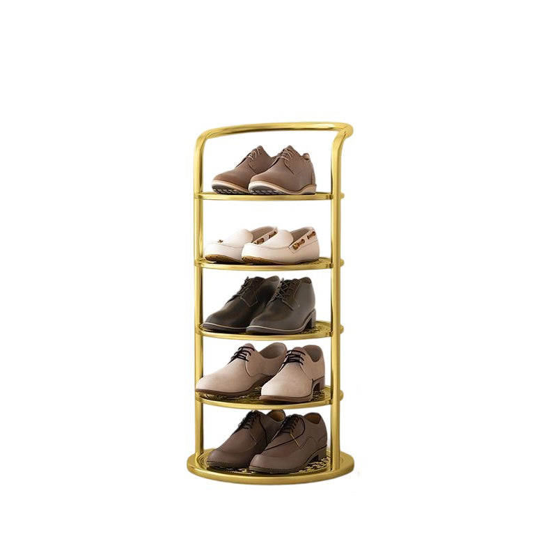 Schoenenrek Metaal Zwart Wit Goud 5 6 7 8 Lagen Hal Gang Opbergen Compact Minimalistisch Rond Design Schoenen | Sulvida