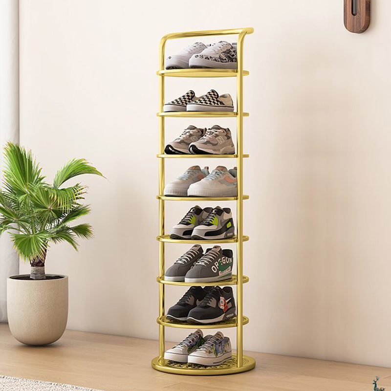 Schoenenrek Metaal Zwart Wit Goud 5 6 7 8 Lagen Hal Gang Opbergen Compact Minimalistisch Rond Design Schoenen | Sulvida
