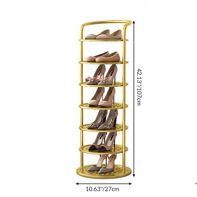 Schoenenrek Metaal Zwart Wit Goud 5 6 7 8 Lagen Hal Gang Opbergen Compact Minimalistisch Rond Design Schoenen | Sulvida