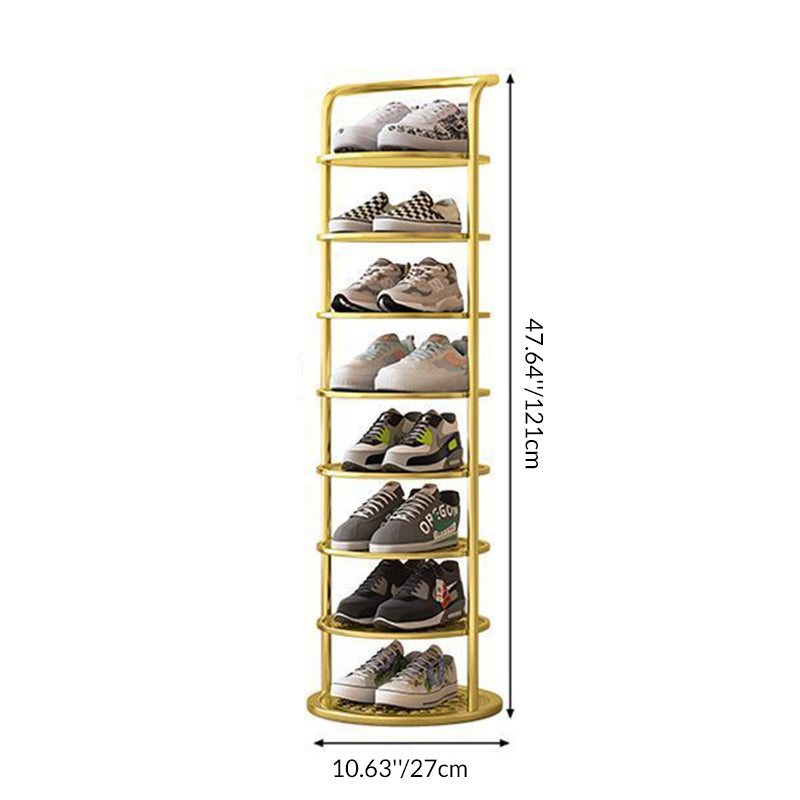 Schoenenrek Metaal Zwart Wit Goud 5 6 7 8 Lagen Hal Gang Opbergen Compact Minimalistisch Rond Design Schoenen | Sulvida