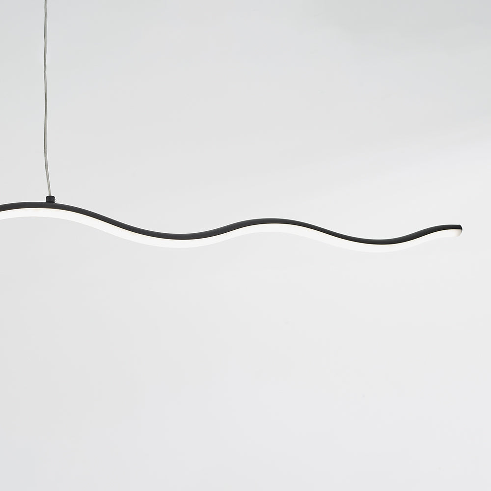 Moderne LED Hanglamp Golvende Lijn Zwart Wit Design Woonkamer Slaapkamer Eetkamer Dimbaar Verstelbaar | Sulvida