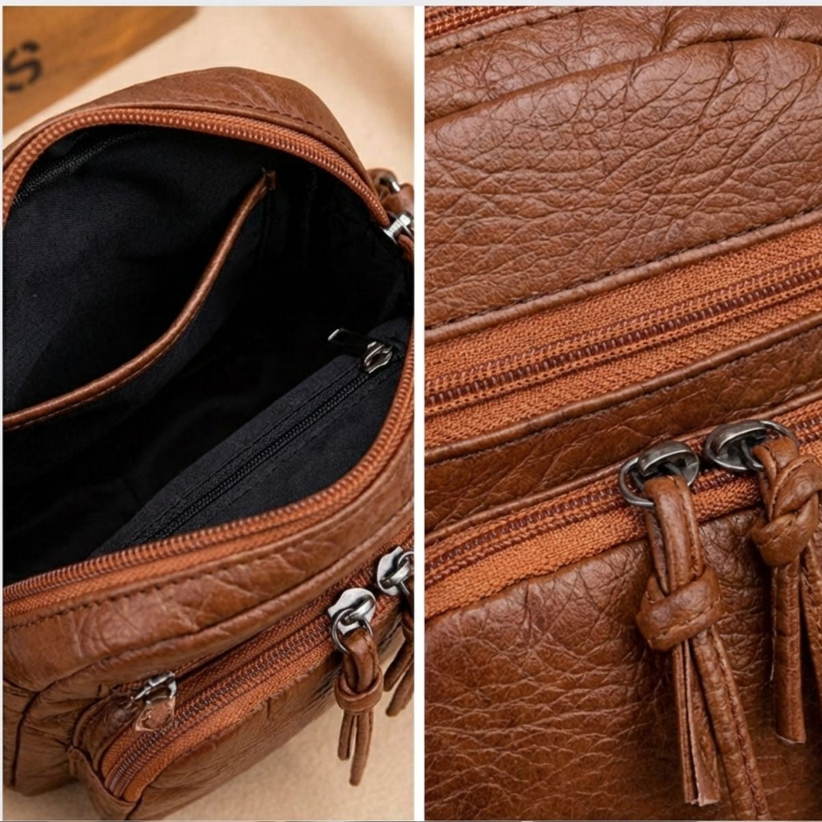 Compacte Damestas Schoudertas Bruin en Zwart Kunstleer Dagelijks Gebruik Elegant Design Handtas Stijlvol | Sulvida