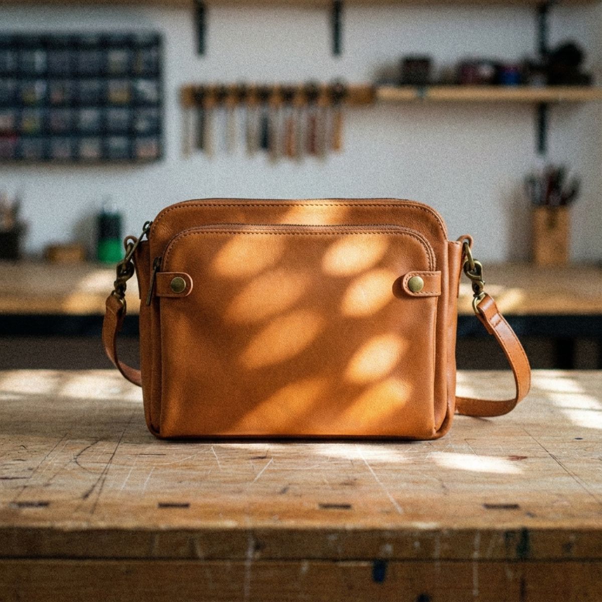 Schoudertas leer dames met portemonnee bruin klassiek groot formaat praktisch elegant luxe dagelijks gebruik | Sulvida