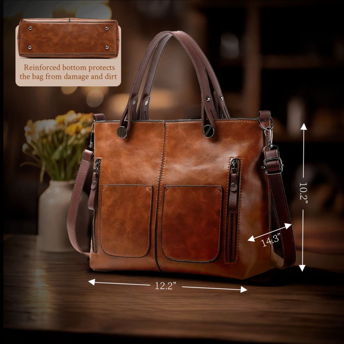 Leren Schoudertas Dames Klassiek Elegante Vintage Look Tijdloze Accessoire Handtas Crossbody Bruin Zwart Grijs | Sulvida