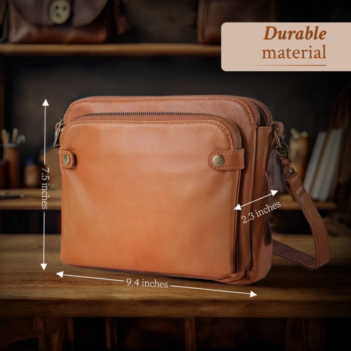 Schoudertas leer dames met portemonnee bruin klassiek groot formaat praktisch elegant luxe dagelijks gebruik | Sulvida