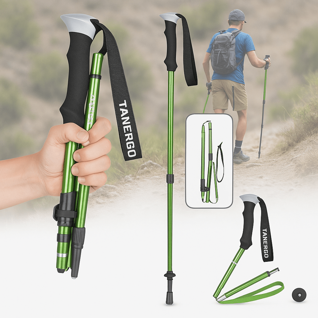 Verstelbare Opvouwbare Trekstokken Ergonomisch Wandelstok Compacte Reislengte Steun Outdoor 110-135 cm | Sulvida