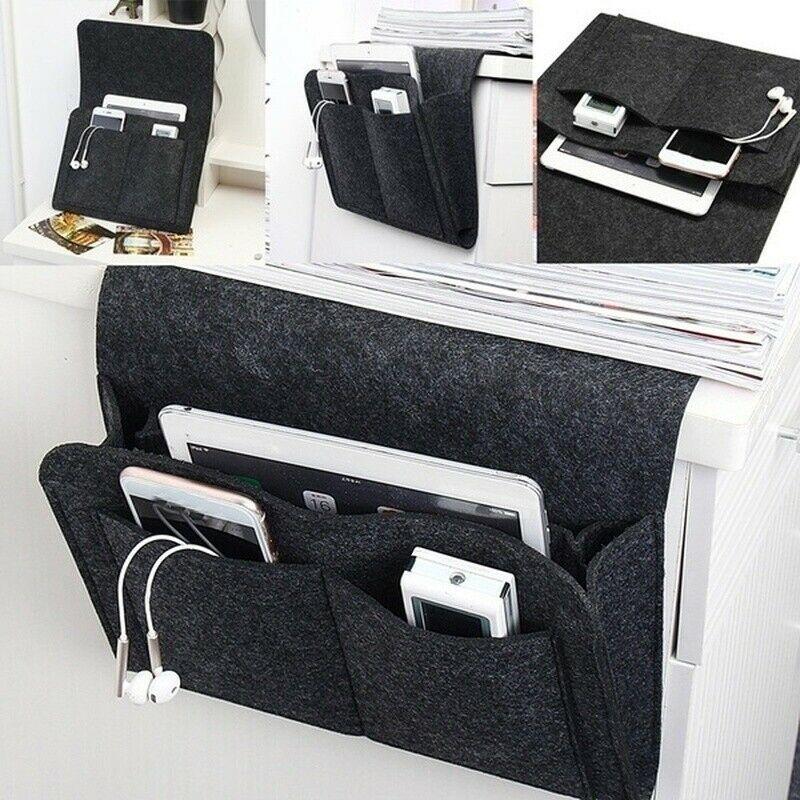 Hangorganizer voor Bed en Bank Grijs Beige Groen Bruin | Opbergtas Nachtkastje met Vakken Afstandsbediening | Sulvida