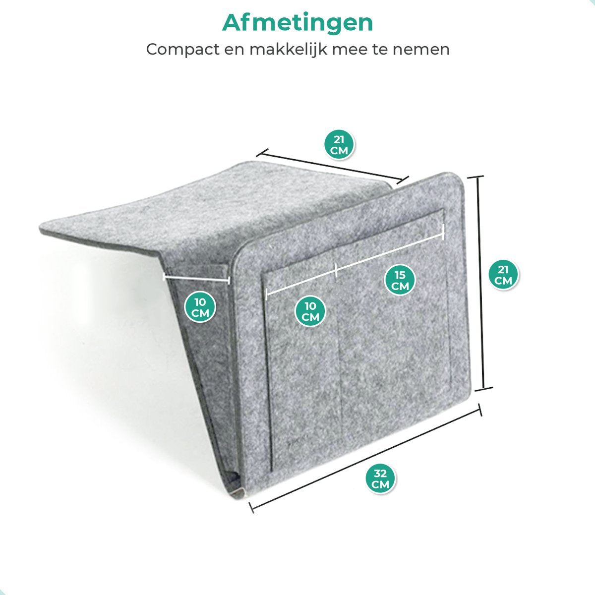 Hangorganizer voor Bed en Bank Grijs Beige Groen Bruin | Opbergtas Nachtkastje met Vakken Afstandsbediening | Sulvida