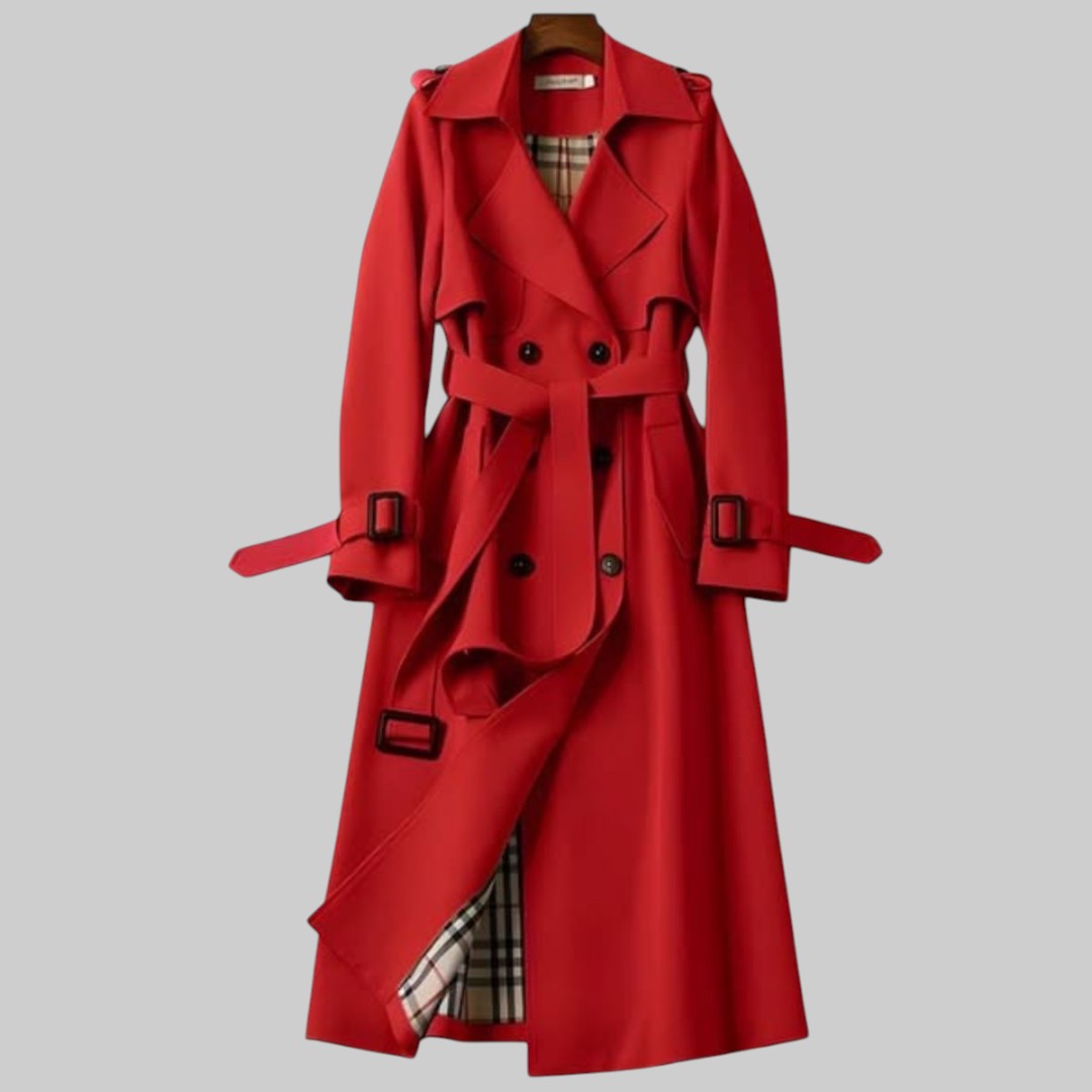 Dames Trenchcoat Lang Dubbele Knoopsluiting Tailleband Klassiek Elegant Tijdloos Beige Zwart Grijs Overjas | Sulvida